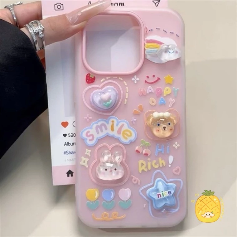 สําหรับ IPhone 16 E 15 14 plus 13 12 11 Pro Max X XR XS Max 7 8 Plus ที่น่าสนใจและน่ารัก 3D การ์ตูนเยลลี่ 2-in-1 เคสโทรศัพท์ปกอ่อน