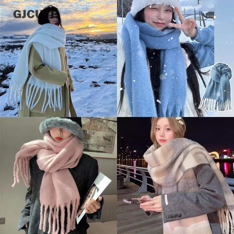 GJCUTE สไตล์ใหม่ถักอบอุ่นอเนกประสงค์ตาราง Scandal ผ้าพันคอรั้วคอและคอ WTD