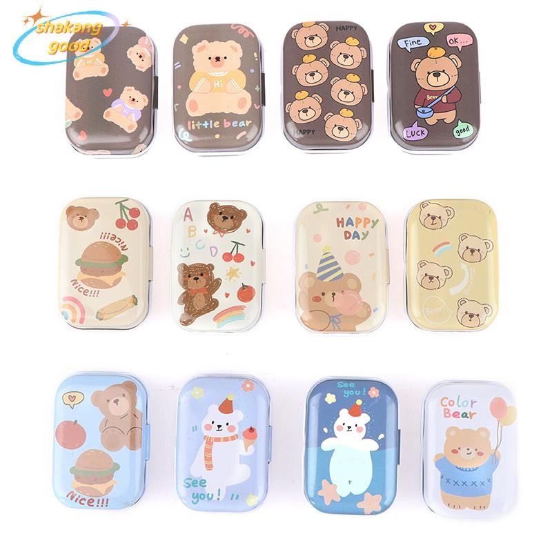 SKTH หมีดีบุก Trinket เครื่องประดับกล่องเหรียญ Tinplate Storage Case Small RectanIe