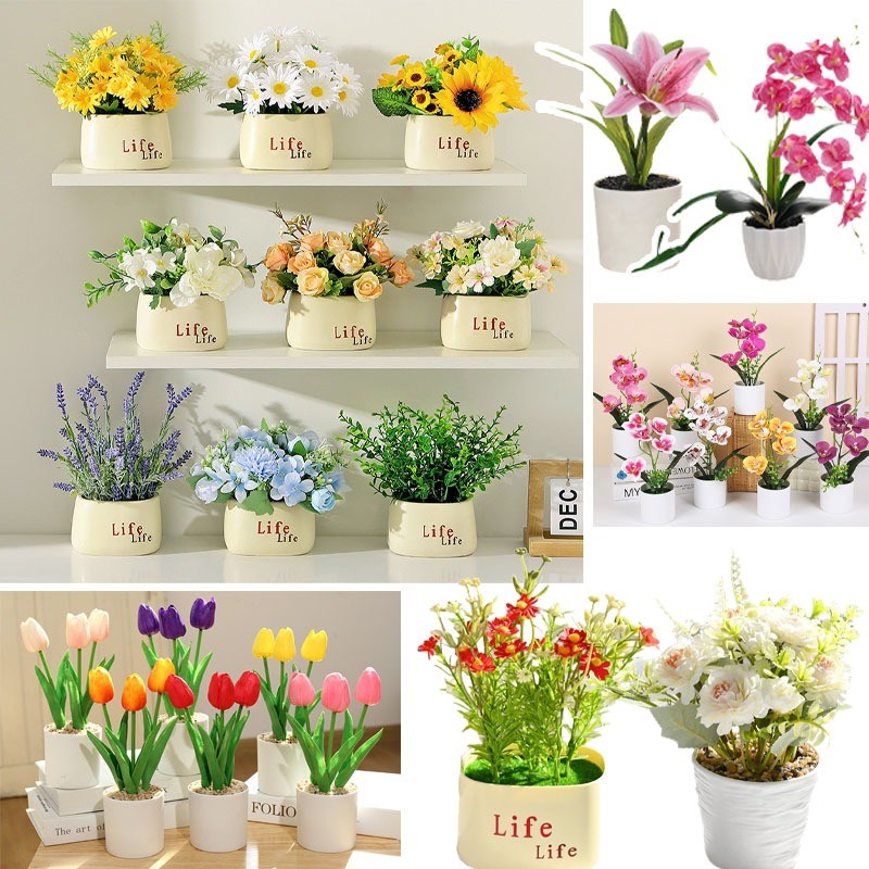 ดอกไม้ปลอมสวยเหมือนจริง ดอกไม้ประดิษฐ์ บอนไซดอกทานตะวัน ลาเวนเดอร์ ดอกเบญจมาศ - รูปที่ 4