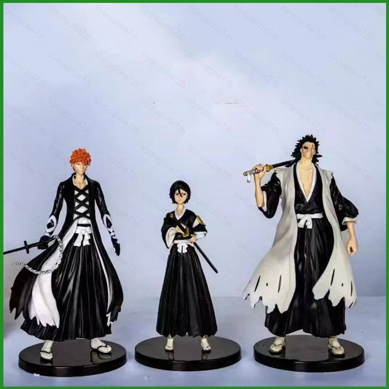 SY 3pcs Bleach Action Figure Kurosaki Ichigo Zaraki Kenpachi Kuchiki Rukia ตุ๊กตาของเล่นสําหรับของขว