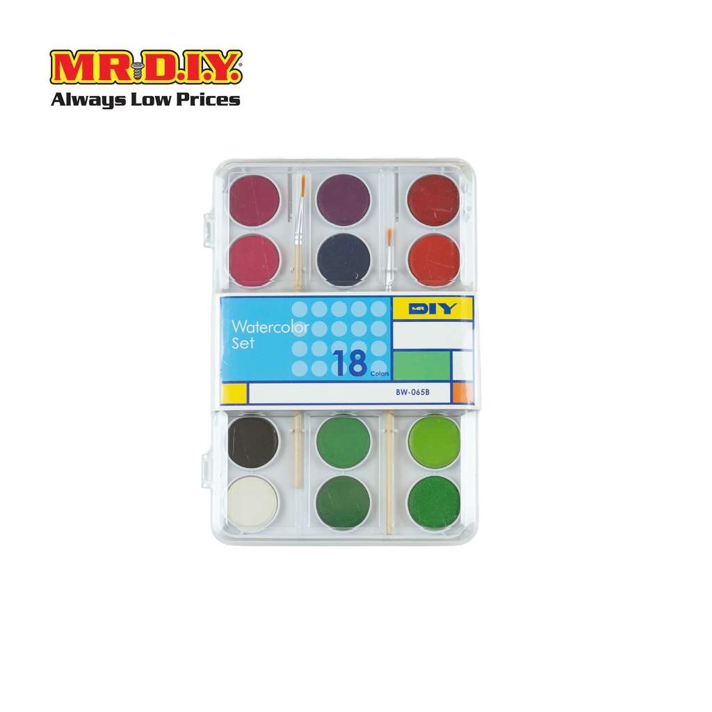 MR.D.I.Y علبة ألوان مائية مع فرشاة (18 لوناً)