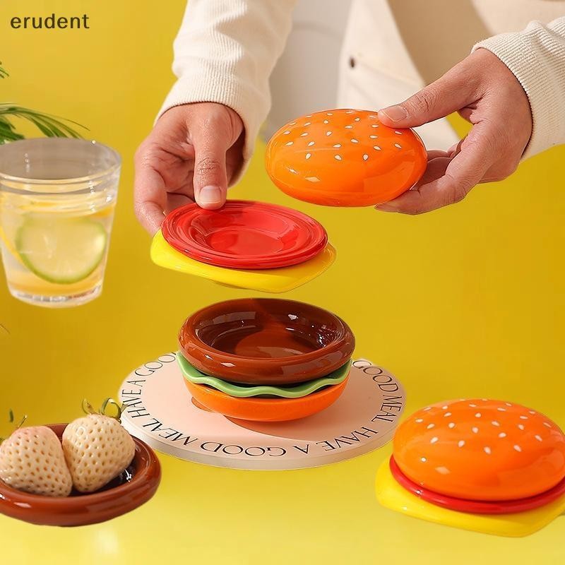Erudent Stackable แฮมเบอร์เกอร์ชุดจาน Burger 6 ชั้น Mini จานอาหารค่ํามูลค่าสูงกระดูกคายแผ่นตลกซอสคอนเทนเนอร์ตกแต่งโต๊ะใหม่