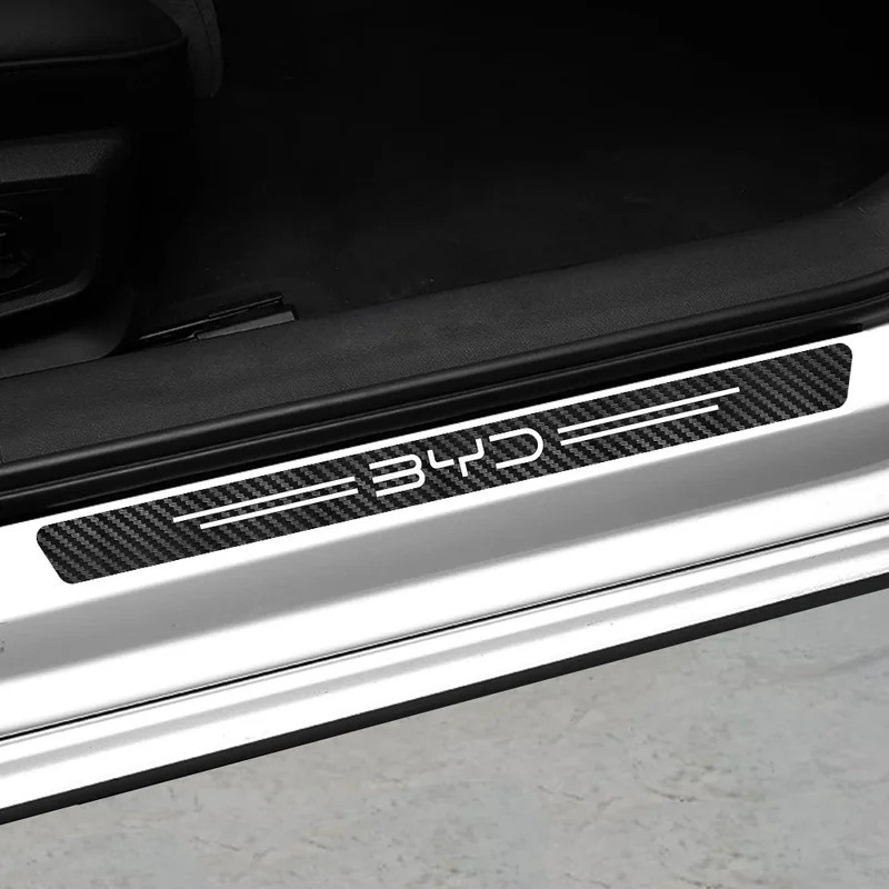 4PCS รถเกณฑ์ Scuff ป้องกัน Sill สติกเกอร์รถอุปกรณ์เสริมสําหรับ BYD F3 E6 หยวน Plus Atto F0 G3 I3 Ea1