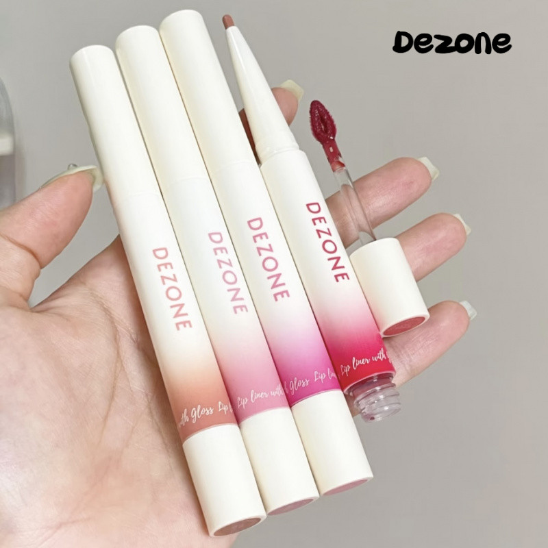Dezone Double Head Floating Light Sensitive Lip Glaze Mirror Mouth Red Lip Pencil ทนทาน Moisturizing