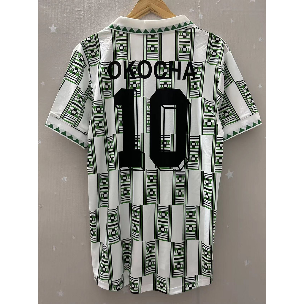 S-XXL เสื้อฟุตบอล Nigeria ปี 1994 แบบวินเทจ ออกแบบตามลายเส้นของ Okocha Home ของแท้