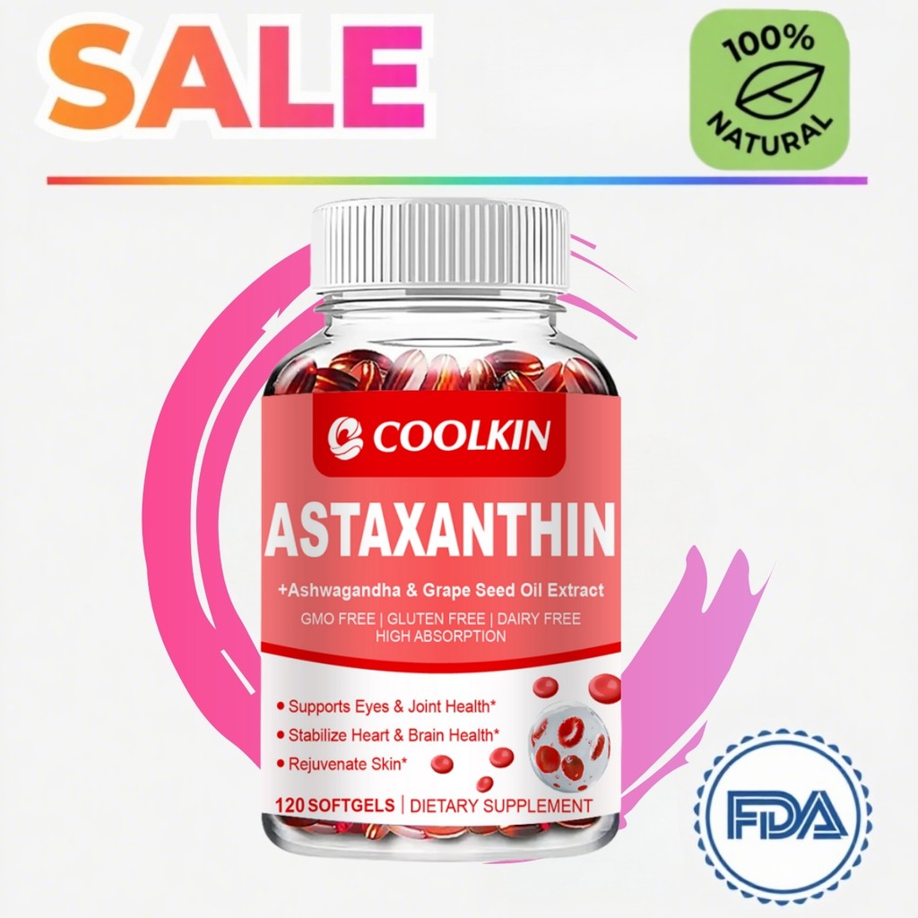COOLKIN แอสตาแซนธินซอฟต์เจล | บำรุงสุขภาพดวงตาและสมอง 3 เท่า | ฟื้นฟูผิวและต้านอนุมูลอิสระ