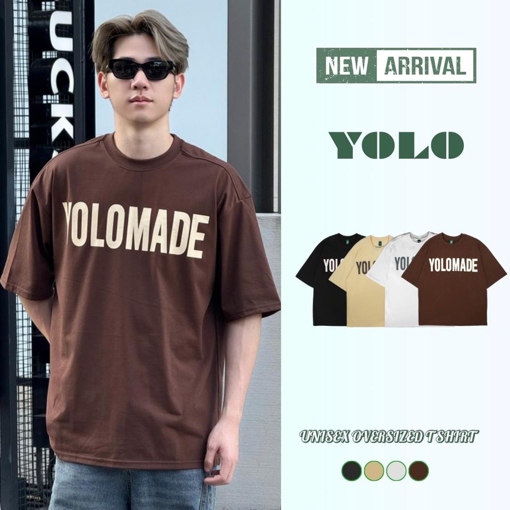 YOLO เสื้อเชิ้ต OVERZISE เสื้อยืดผู้ชาย เสื้อยืดสีพื้น แขนสั้น ใส่ สบาย ไม่ร้อน Y2562