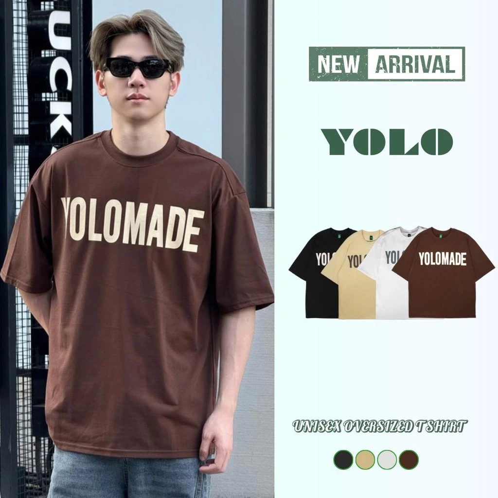 YOLO เสื้อเชิ้ต OVERZISE เสื้อยืดผู้ชาย เสื้อยืดสีพื้น แขนสั้น ใส่ สบาย ไม่ร้อน Y2562