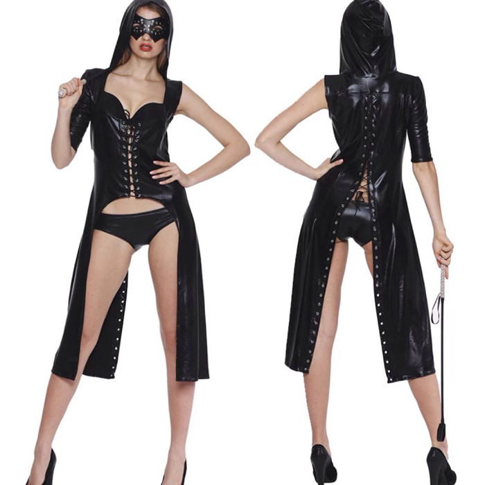 Ds Performance Collar Dance Jumpsuit ชุด pole dance ทำจากหนัง ออกแบบมาเพื่อการเต้นรำและการแสดงบนเวที