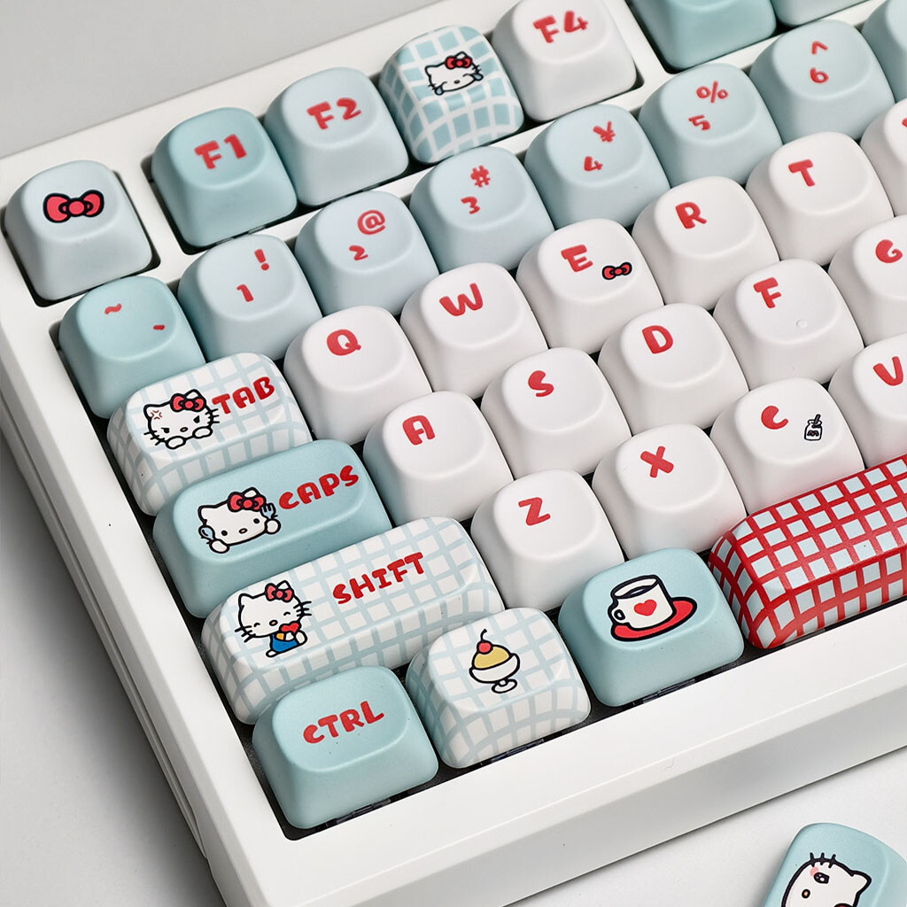 Hello Kitty Keycaps MOA โปรไฟล์ 130 คีย์ PBT Dye Sublimation Aula F75 F99 RK100 Mechanical Keycaps ก
