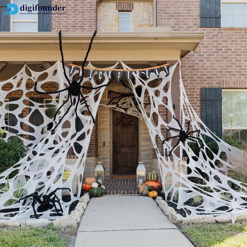 DIGIFOUNDER ฮาโลวีนน่ากลัว Party ฉาก Props สีขาวยืด Cobweb Spider Web น่ากลัว Haunted House เส้นด้าย