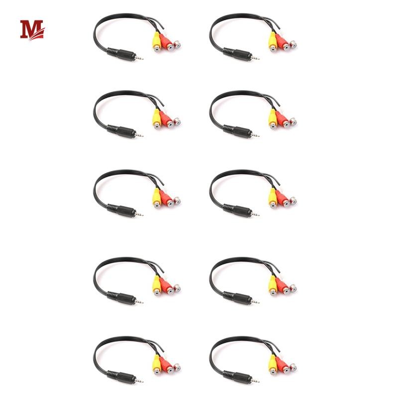 [elsa_margaret.th]10pcs 2.5mm Mini AV Male to 3RCA Female M/F Audio Video Cable Stereo Jack Adapter 