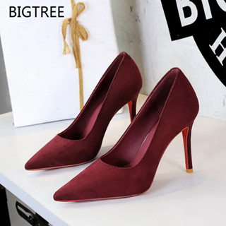 BIGTREE สุภาพสตรีรองเท้าส้นสูง 8353 ยุโรปสไตล์อเมริกัน Suede…
