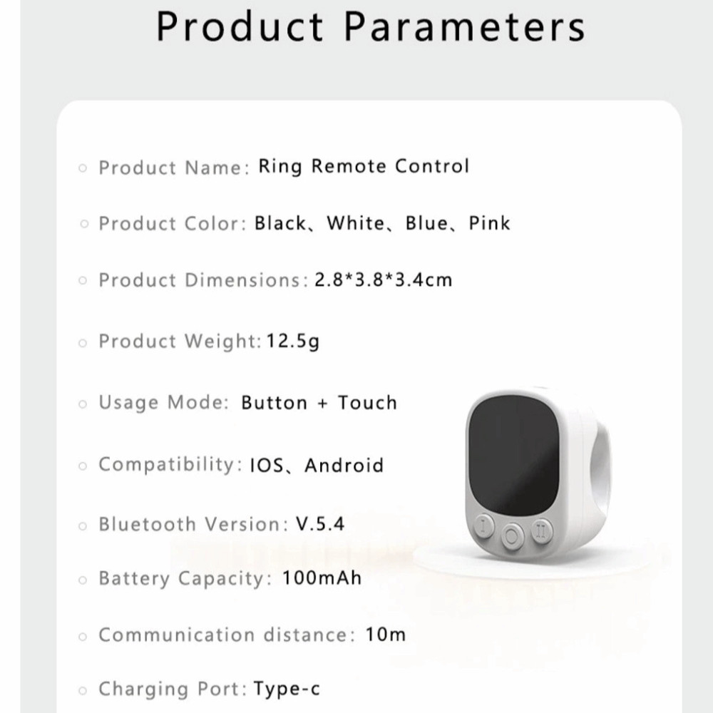 IOKDEALS1 Touchscreen Controller, Auto Screen Clicker Music Playback Control Bluetooth Ring Remote, Page Turning Function Scrolling Function Touchpad Remote Control ราคา ถูกที่สุด ดีลบีเคเค แกลเลอรีภาพที่ 2