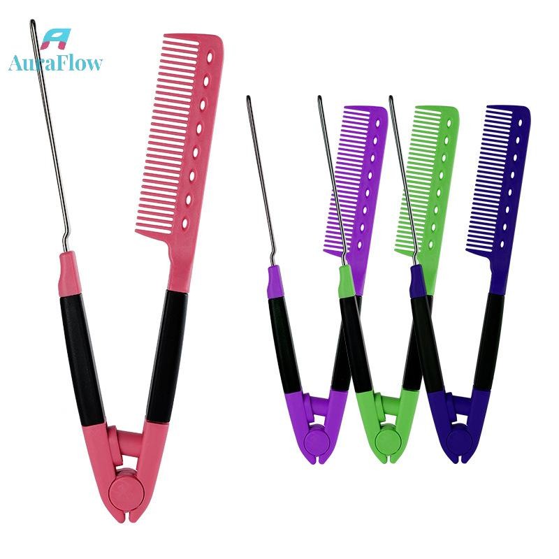 AuraFlow หวีแบนยืด Salon แปรงผม Hairdressing จัดแต่งทรงผม Straightener V-รูปตรง Straightener ใหม่