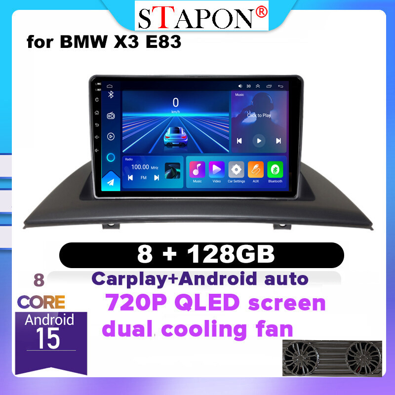 STAPON 9 นิ้ว 8+128G สําหรับ BMW X3 E83 2004-12 Android15 octa core 1280x720P QLED หน้าจอ dual cooli