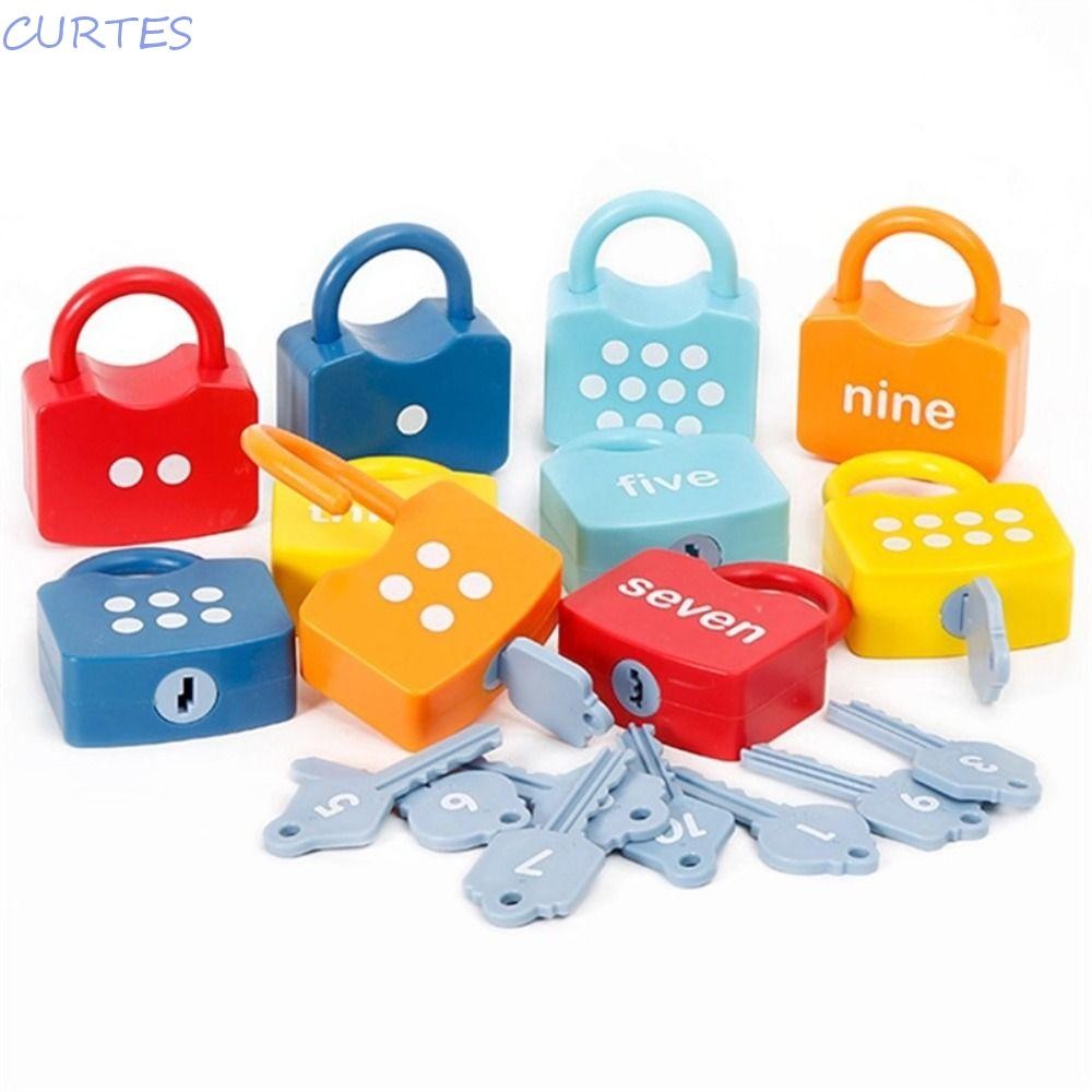 CURTES Number Lock Key Toys, Math Count ปลดล็อค Key Early Educational Toys, Boys Girls Number Matchi