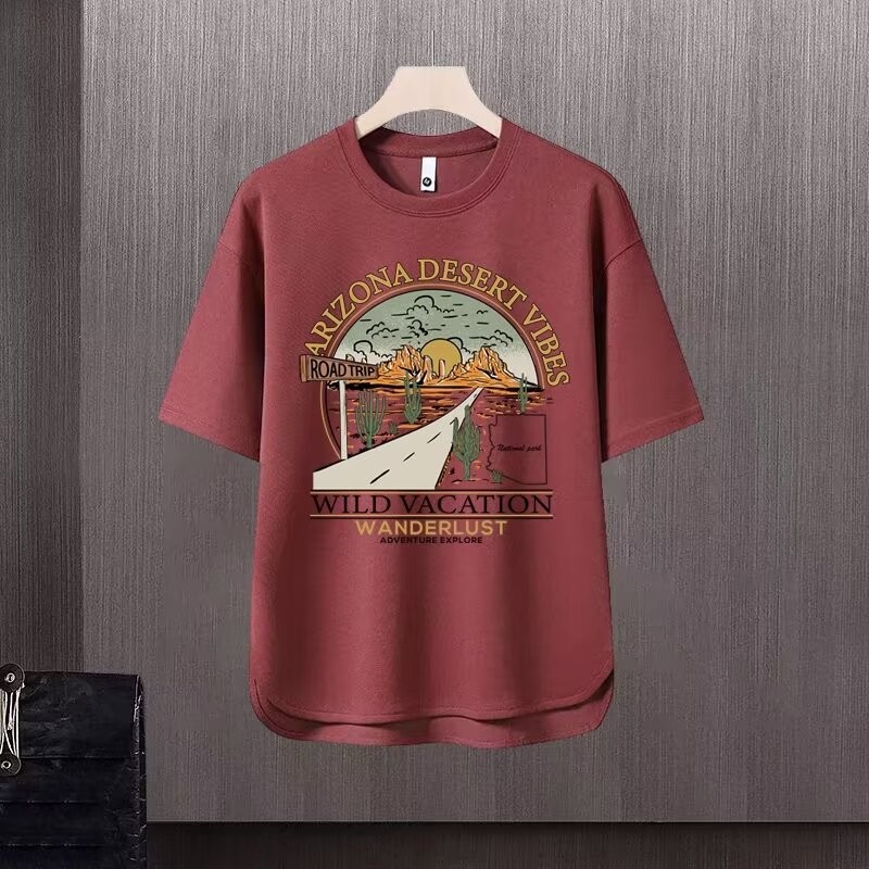 อินเทรนด์ 23 พิมพ์ Street Wear หลวม 2025 เสื้อยืด ins Influencer ใหม่สไตล์ใหม่ 2024 2025 ฤดูร้อนแขนส