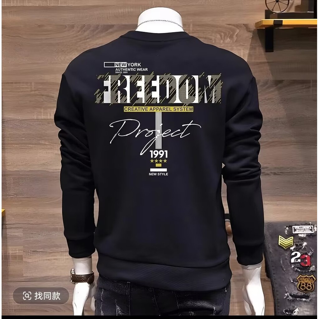 เก๋ไก๋สไตล์ฮ่องกงผู้ชายด้านบนฤดูใบไม้ผลิฤดูใบไม้ร่วง23ฤดูใบไม้ร่วงฤดูหนาวหลวมสไตล์ใหม่ใหม่รอบคอเกาหล