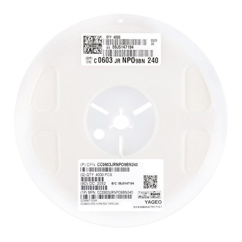 Original 0603 Patch Capacitor 24pF (240) ±5% 50V NP0 CC0603JRNPO9BN240