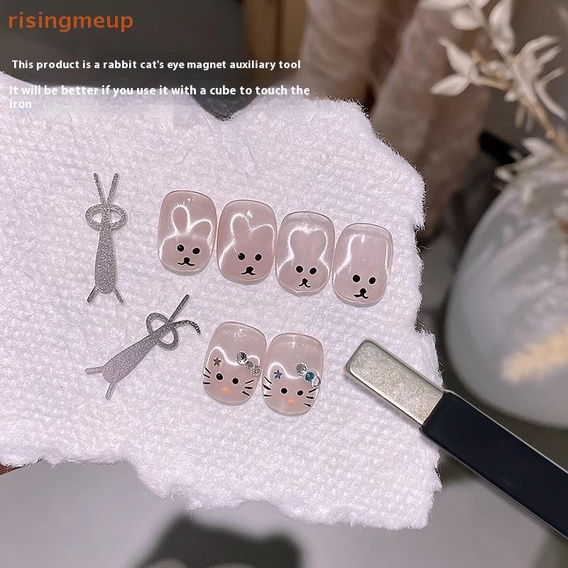 [เพิ่มขึ้น] แม่เหล็กเล็บคลิปหนีบกระดาษกระต่ายแมวตาแม่เหล็กแม่เหล็กเหล็กลวดเครื่องมือบนเล็บสวมใส่ออกแบบสําหรับเล็บศิลปินใ