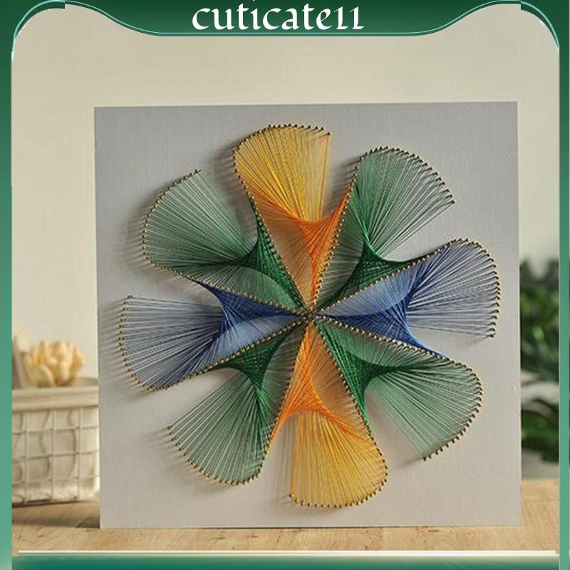 [cuticate11] ภาพวาดเส้นด้าย 3D Pin String Art DIY Nail String Art Kit ดอกไม้เรขาคณิตไขลาน