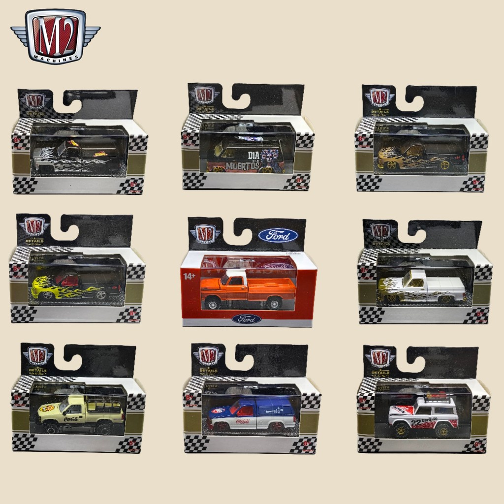 M2 1:64 รถกระบะDiecast Ford Chevy GMC Off-Roadรถรุ่นสําหรับคอลเลกชัน