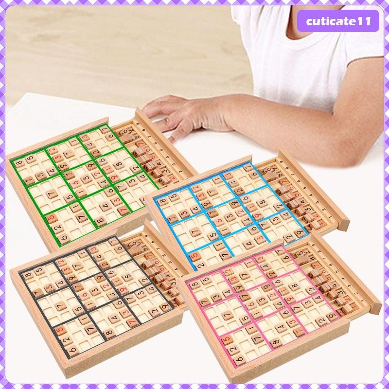 [Cuticate1] ไม้ Sudoku Board ของเล่นคณิตศาสตร์ของเล่น Montessori ปริศนาของเล่นการเรียนรู้แบบพกพา Pla