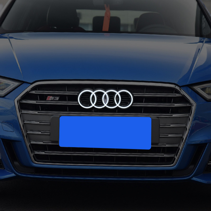 Audi Luminous China Grid โลโก้รถดัดแปลง Q2LQ3Q5LQ7A3A4LA5A6L สี่แหวนแบบไดนามิกด้านหน้าโลโก้รถไฟตกแต่