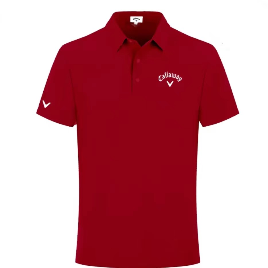 เสื้อโปโล.Callaway สำหรับกีฬากลางแจ้ง พิมพ์โลโก้แบบเรียบง่ายบนอก คุณภาพสูง