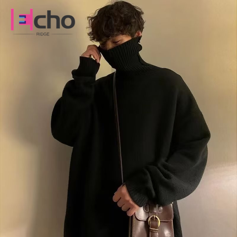 เสื้อสเวตเตอร์ถักนิตติ้งEcho Ridge แบบคอเต่า เปิดประทุน ทรงหลวม