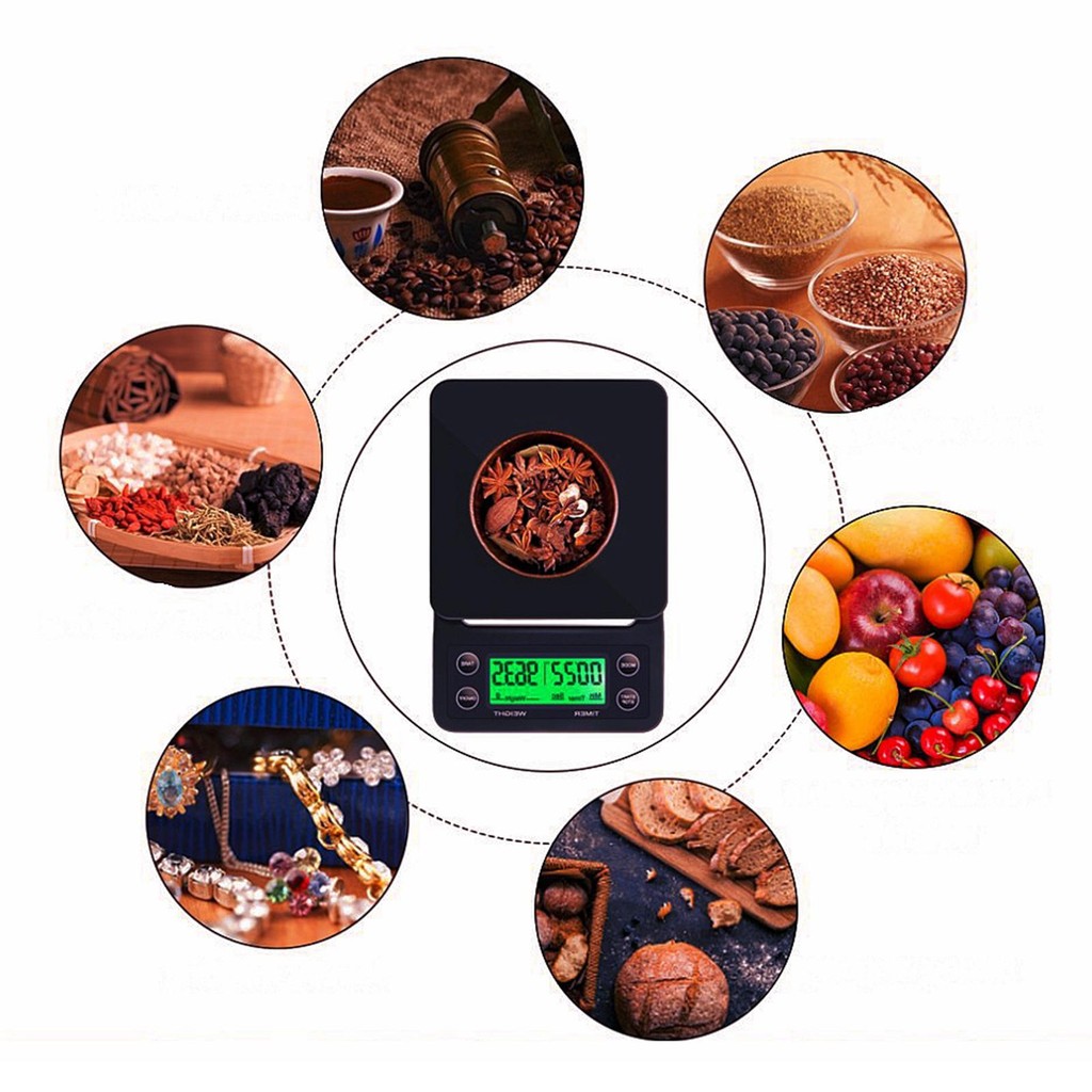[Tachiuwa21] Digital Hand Drip Coffee Scale พร้อมตัวจับเวลา Pour Over Coffee Scale Timer พร้อมจอแสดง