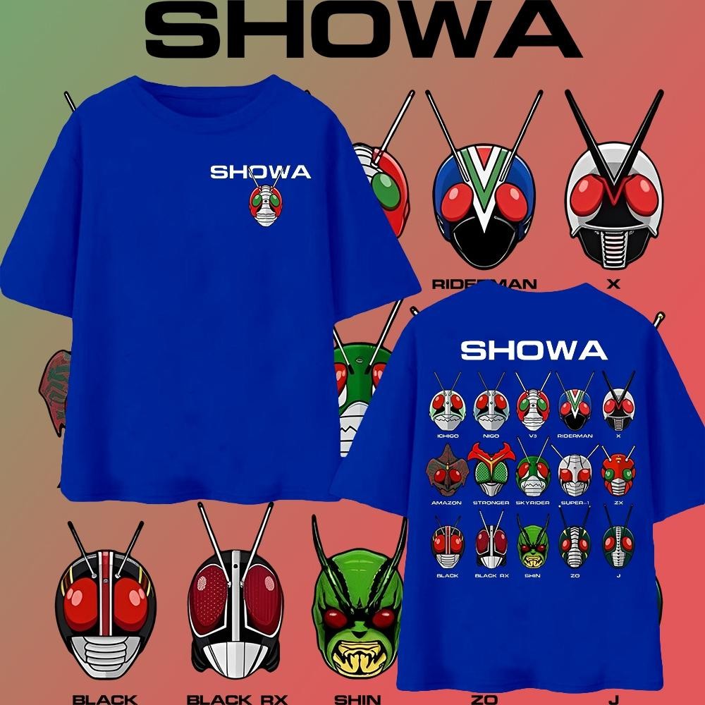 Showa Era Kamen Rider เสื้อยืดผ้าฝ้าย 100% สไตล์_unisex_ สำหรับท่านชายและหญิง ไซส์ S-5XL