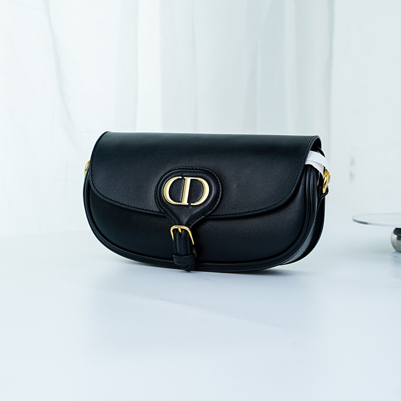 [99 ใหม่] Dior/Dior Female Bag Bobby Black Gold Crescent Moon Underarm Bag Messenger Bag