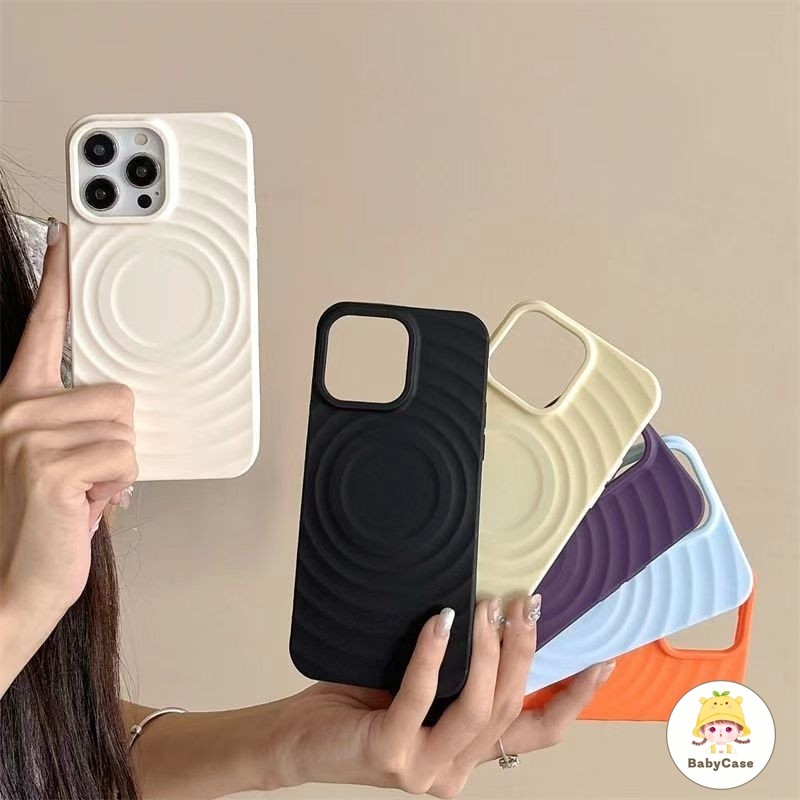 เคสไอโฟน 13 สำหรับ iPhone 11 12 16 15 Pro Max 16 Plus X XR XS Max เคสชาร์จคลื่นแม่เหล็กหรูหราและเรียบง่ายแบบสร้างสรรค์