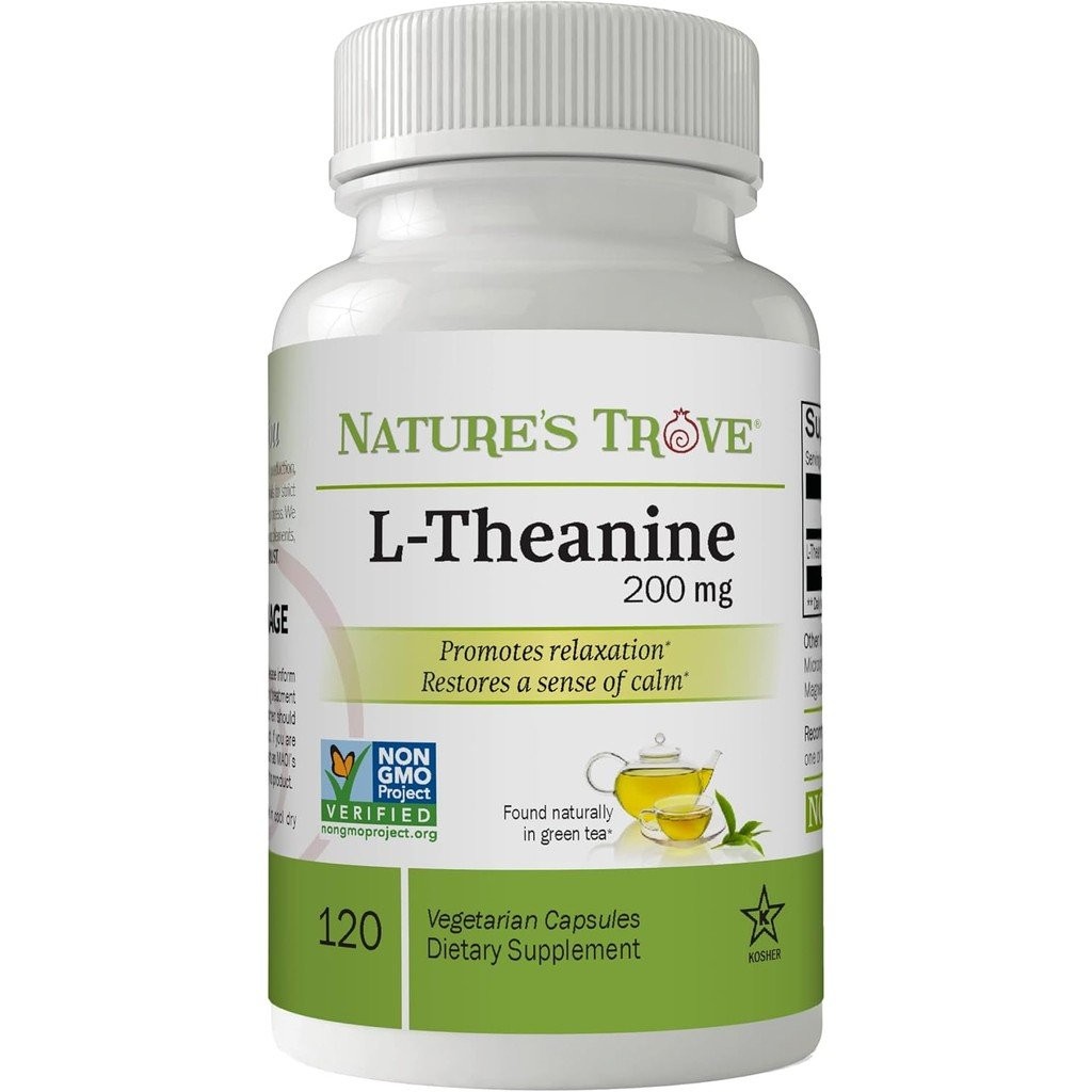 L-Theanine 200mg by Natures Trove - 120 แคปซูลมังสวิรัติ