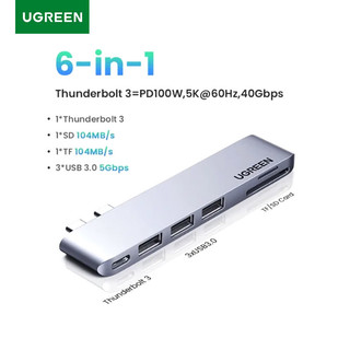 UGREEN USB C 3.0 Dual Type-C Dock Docking HUB Thunderbolt 3 อะแดปเตอร์ SD TF สําหรับ MacBook Pro Air M2 M1