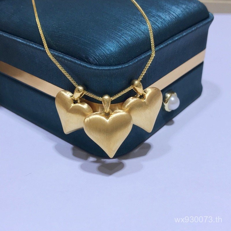 สร้อยคอหัวใจ ทำจากทองAU750 สไตล์Wide Fat Brushed