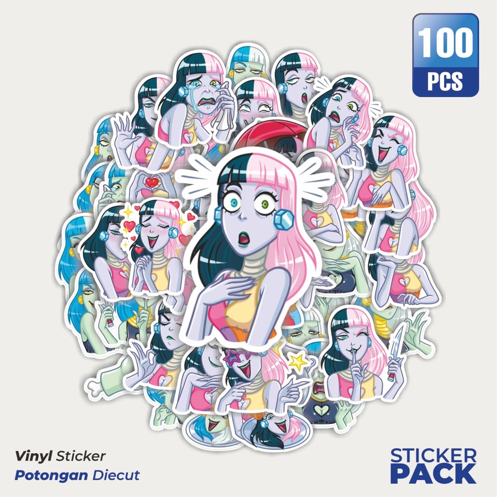100 ชิ้น Twin Fringe Waterproof Aesthetic Stickers - สําหรับแล็ปท็อป รถจักรยานยนต์ และหมวกกันน็อก - 