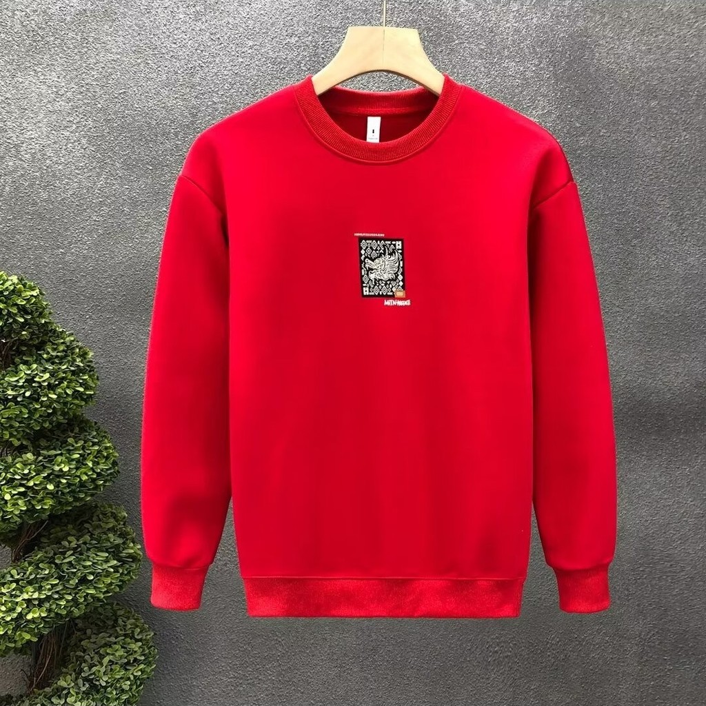 2025 NEW 2025 Zodiac Year of the Dragon Printed Sweatshirt for Men Autumn Winter Round Neck Men's Cl