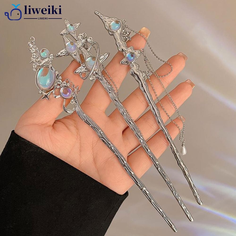 LIWEKI พู่กรงหางนกยูงแบบจีนเรืองแสง เสริมผมหรูหราสำหรับผู้หญิง Q9S3