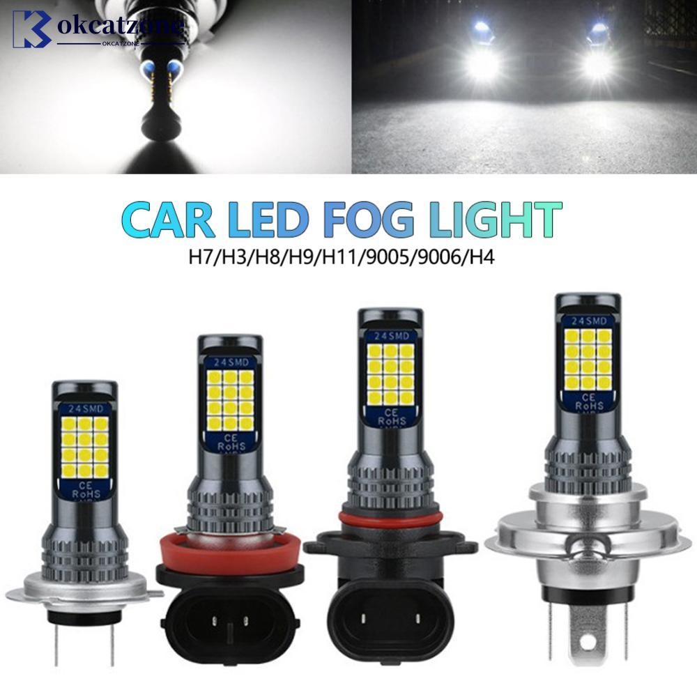 OKCATZONE 1PC H1/H11/H4/9005/9006/H3/H7 รถ LED หมอกหลอดไฟ 24SMD 20W ไฟ 12V-24V เปลี่ยนหมอกโคมไฟ Supe