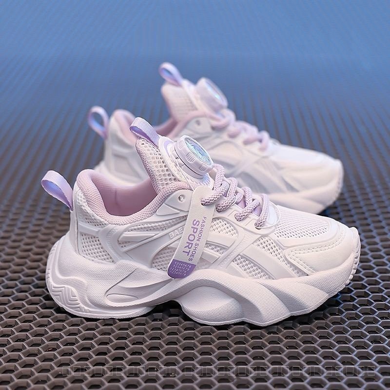 รองเท้าเด็กหญิงสไตล์ใหม่สำหรับนักเรียน กีฬา พร้อมพื้นผิวด้านบนเป็นตาข่ายระบายอากาศ หลากหลายไซส์ - รูปที่ 4