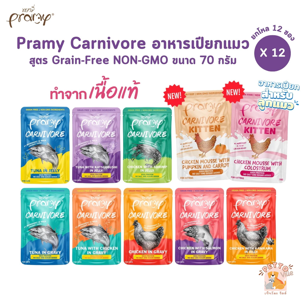 Pramy Carnivore อาหารเปียกแมว 70g 12 ซอง thumbnail 10