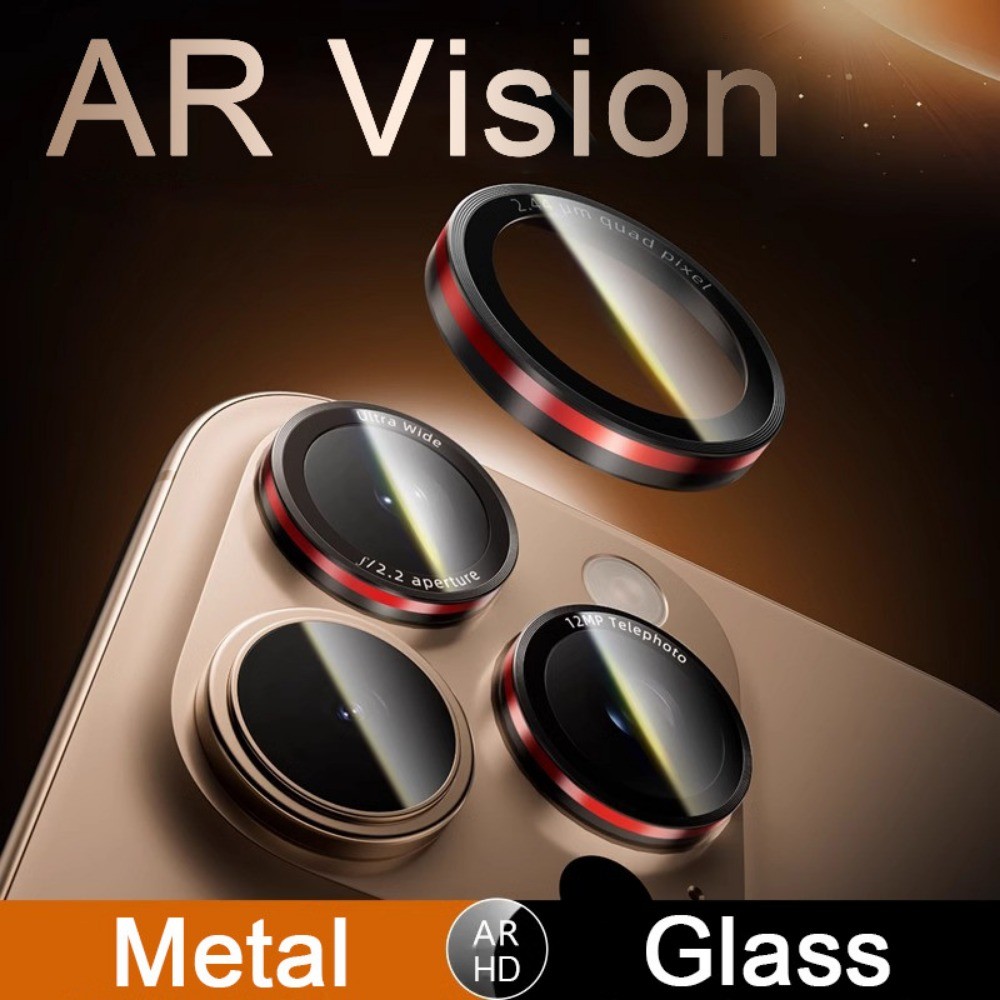 ติดตั้งง่าย Lycra AR AF ตัวป้องกันเลนส์กล้องสําหรับ iPhone 16 15 14 13 Pro Max 14 15 16 Plus HD คลุมทั้งหมดกระจกนิรภัยแหวนโลหะฝาครอบกล้องพร้อมเครื่องมือตําแหน่ง
