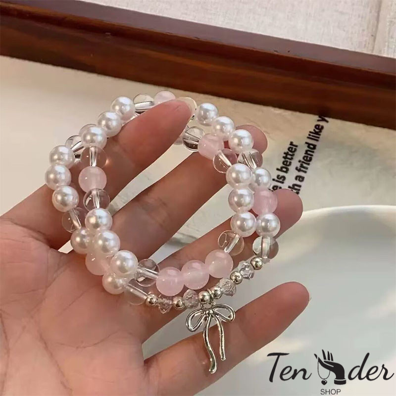 COD-ส่งเร็วจากไทย🎀โบว์ สองชั้น ลูกปัด สร้อยข้อมือ ผู้หญิง นางฟ้าสุดหวาน เรียบง่าย เพื่อนที่ดีที่สุด-Ten - รูปที่ 3