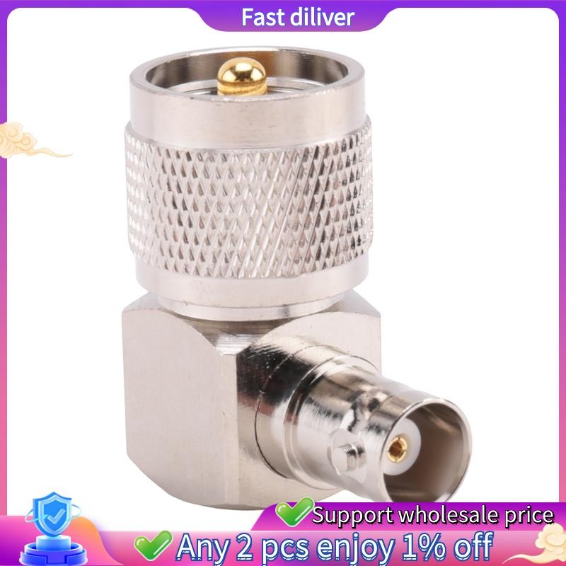 UHF PL259 -259 ขั้วต่ออะแดปเตอร์มุมขวาหญิง BNC สีเงิน