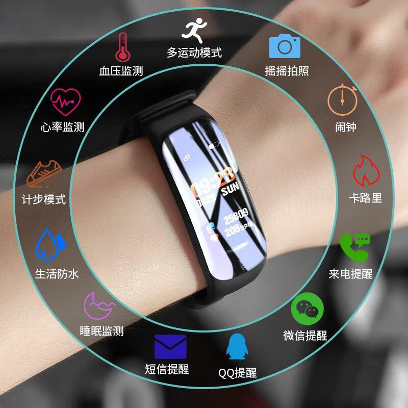 TEST สร้อยข้อมือสมาร์ทกีฬาความดันโลหิต Heart Rate Sleep สุขภาพผู้ชายผู้หญิงวิ่ง Multi-Function Pedom