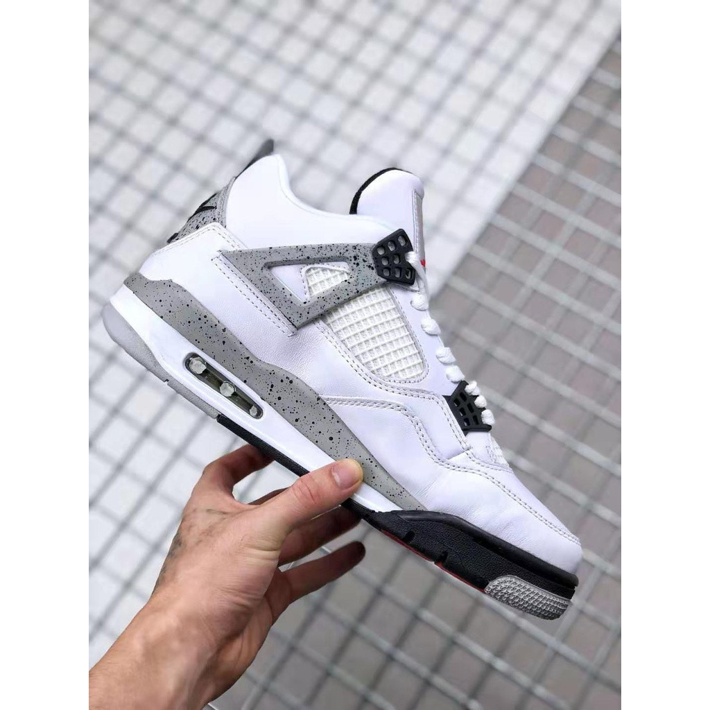 รองเท้าบาสเก็ตบอล Air 4 AJ4 Retro White Cement (2012) 308496-104